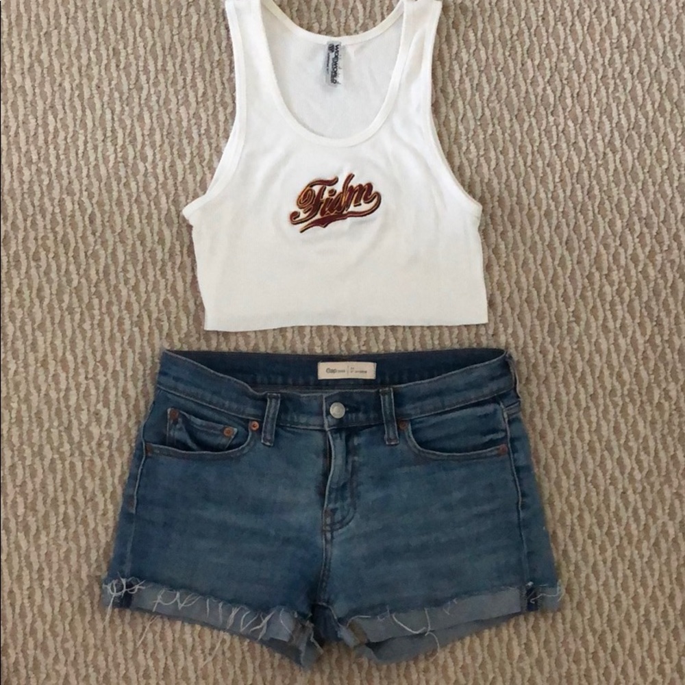 FIDM White Cropped Tank Top Tee T-shirt Festival